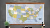 Large USA Map.  Archival Canvas up to 5x8ft |Summer Blues - Big World Maps