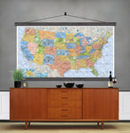 Large USA Map.  Archival Canvas up to 5x8ft |Watercolor USA - Big World Maps