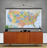 Large USA Map.  Archival Canvas up to 5x8ft |Watercolor USA - Big World Maps