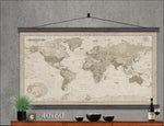Large Modern World Map, Works Great with Push Pins. Modern Map in Vintage Browns - Big World Maps