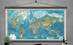 Large World Map. The Largest World Maps Available. |Printed on Archival Canvas up to 5x8ft. |Blues - Big World Maps