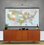 Large USA Map.  Archival Canvas up to 5x8ft | Fresh Look - Big World Maps