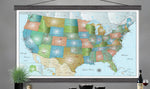 Large USA Map.  Archival Canvas up to 5x8ft | Modern USA - Big World Maps