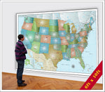 Large USA Map.  Archival Canvas up to 5x8ft | Modern USA - Big World Maps